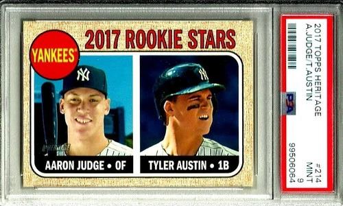 2017 Topps Heritage - Rookie Stars Aaron Judge, Tyler Austin # 214 (RC) PSA 9