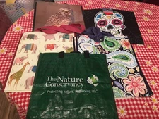 REUSABLE BAG LOT LARGE SHOPPING TOTE BAGS OWL SUGAR SKULL RHINOS AND MORE