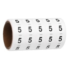0.6" Small Round Number Stickers Roll, 1000 Pcs Circle Labels, Black Number 5