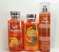 BBW Get Happy White Peach Sangria Fragrance Mist SEALED Lotion & Shower Gel 3pc
