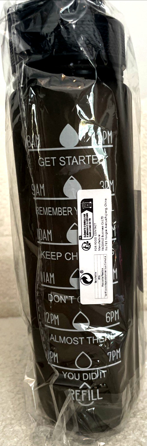 With Straw Sport Water Bottle Motivational Drinking W/time