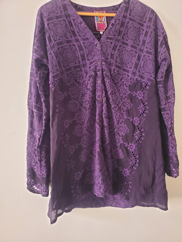 NEW WITH TAGS JOHNNY WAS PURPLE TUNIC TOP SIZE XS $257