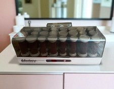 Windmere Gentle Curls 24 Red Velvet Flocked Hot Rollers Curlers with Clips