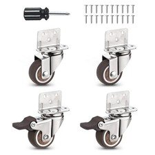 Heavy Duty Casters Set of 4 with Brake,L-Shape Side Mount TPR Plate black