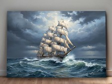 Segelschiff im Sturm - Bild auf Leinwand