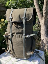 Rare Huge West German Army Rucksack Bergan Bag Canvas Leather Cold War 1989