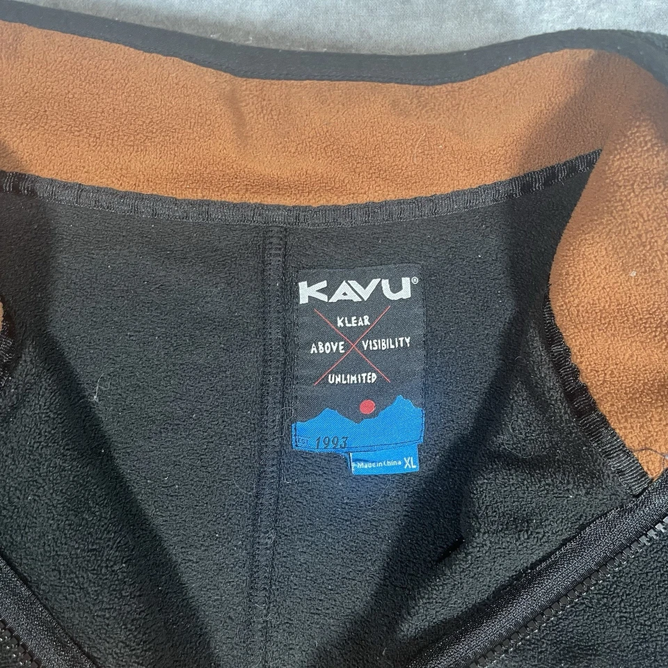 Pullover polar KAVU media cremallera para hombre XL naranja negro bloques de color senderismo al aire libre Foto 3 de 4