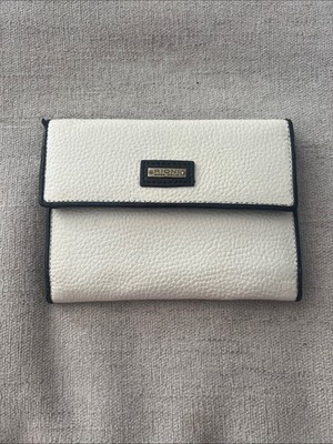Rioni White Pebbled Leather Wallet with Black Trim
