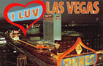 Postcard NV: I Luv Las Vegas, Dunes, Flamingo, Barbary Coast, 4x6 Unposted