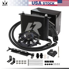 30 Row Oil Cooler Kit For Bmw N54 135i E82 E90 335i 335xi E92 335is 7 Fan Bk