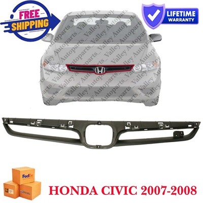 Silver And Black Plastic Fits 2007-2008 Honda Civic New Front Grille HO1200197