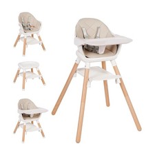 Baby High Chair, 6 in 1 Wooden Convertible High Chairs for Babies and Toddlers,