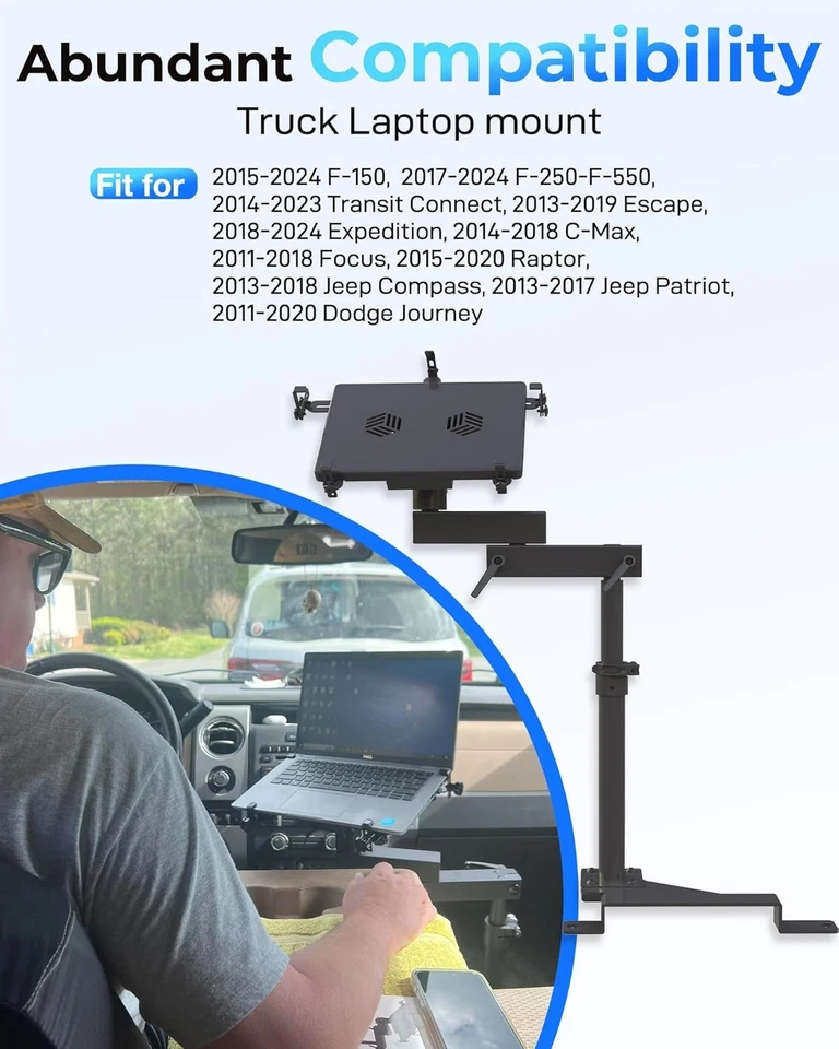Truck Laptop Mount Fit for Ford F150, F350, F250, F550, No-Drilling Truck Comput - Image 2 of 4