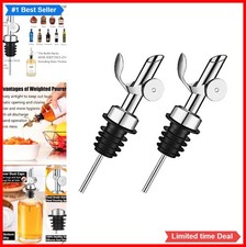 Liquor Pour Spout 2 Pack Auto Flip Weighted Cap Stainless Steel Silicone For