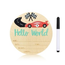 Baby Announcement Sign, 5.9 Inch Wooden Hello World Newborn Sign,Welcome Baby...
