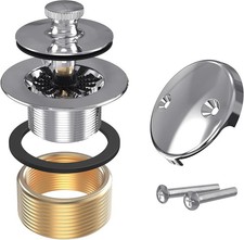 All Metal Bathtub Drain Kit Lift Turn Overflow Conversion