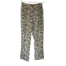 Princess Polly Blue Orange Retro Floral Print High-Waisted Pants Size 4 stunni
