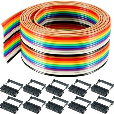 Flachbandkabel 3 m 20-polig Regenbogen mit IDC-Steckern