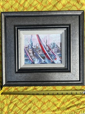  Sails Outside New York  by Victor Spahn Signed Digital On Aluminum 15x17 Frame