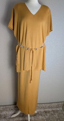 Vintage GILL HARVEY bei MEDICI SPORT Gine camel gelb Strick Rock Top Anzug Gr. M