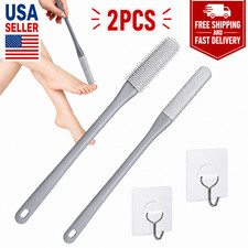 2 PCS Toe Cleaning Brush,Silicone Foot Scrubber for Shower with 15.7" Long Hand