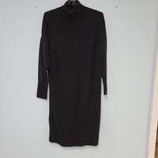 INC International Concepts Sweater Dress Sz M Black Turtleneck 3/4 Sleeve Knee