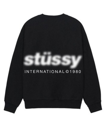 Stussy Blur Crew Black Pullover Sweatshirt Men's Long Sleeve