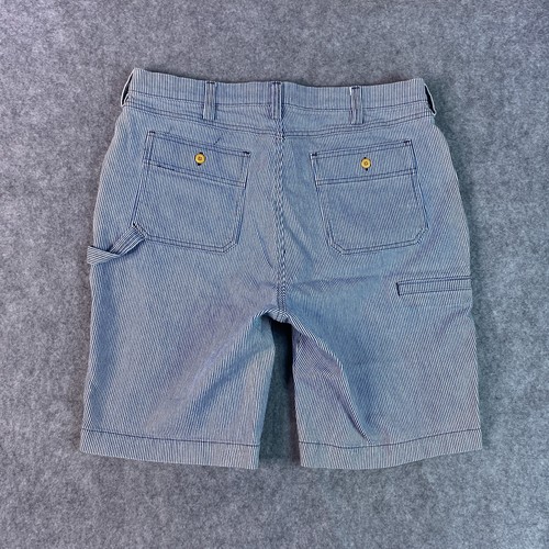 Duluth Shorts Womens 14 Blue White Striped Utility Carpenter Pockets Workwear - Picture 11 of 12
