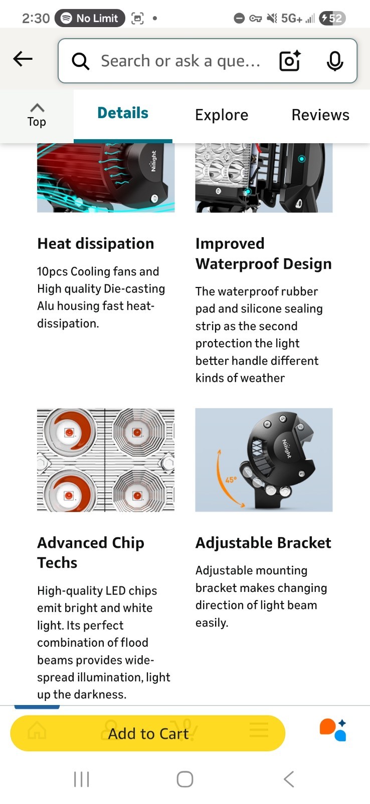 LED Light Bar 12 Inch 72W Spot Flood Combo Red Beam Off Road Lights -Red