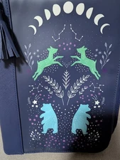 Archer & Olive Zipper Journal Handle Travel Bag Navy With Bears/Deer