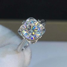 2Ct Round lab created Diamond Solitaire Engagement Ring 14K White Gold Finish