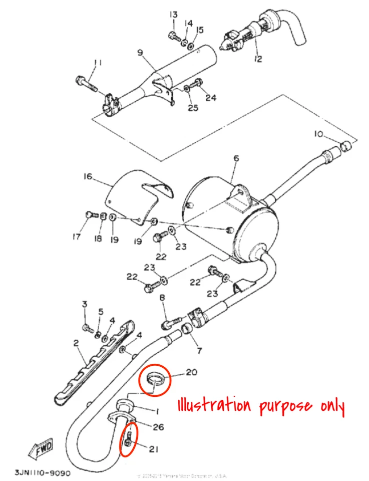Juego de reparación de juntas de colector de escape Yamaha Tri-Moto / Moto-4 / Pro-4 / Timberwolf Foto 2 de 2
