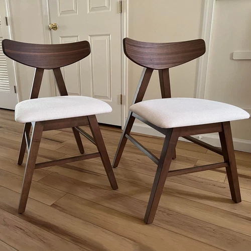Mid-Century Modern Dining Room Chairs, MCM Wooden Upholstered Chairs, Set of 2
