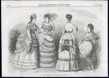1869 Antique Print - FRANCE PARIS LADIES AUGUST FASHIONS DRESSES PARASOL (174)