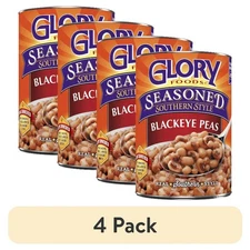 (4 pack) Glory Foods Seasoned Southern Style Blackeye Peas, Canned Peas, 15.5 oz
