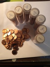 8 Rolls Of BU 1982 Canadian 1 cent coins. Lot Of 400+ 