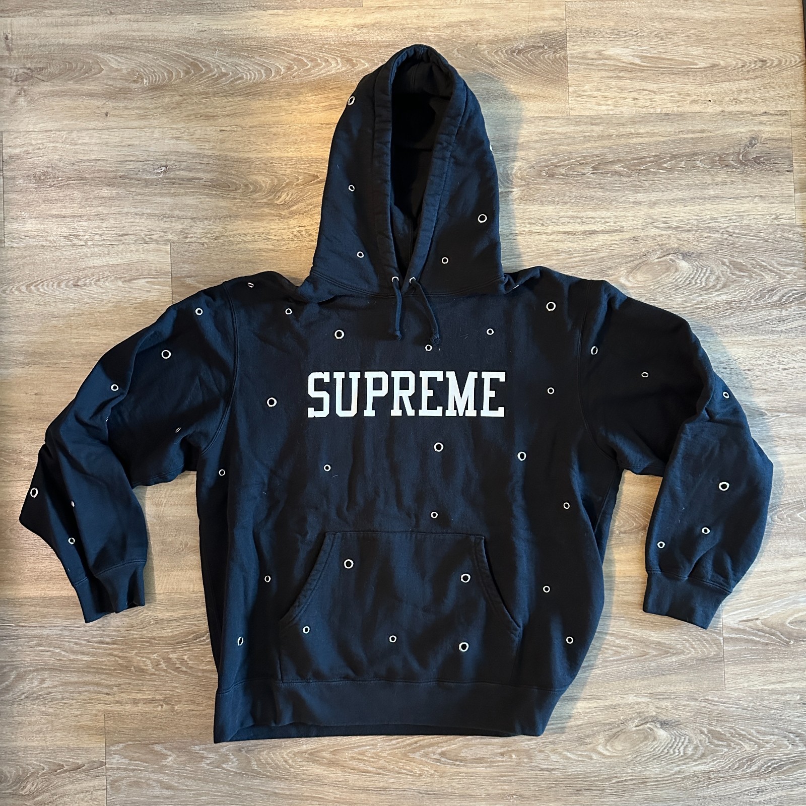 SUPREME SS20 Eyelet Hoodie Sweatshirt (2020) Black Size XL