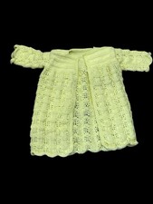 Vintage Handmade Yellow Crochet Cardigan Sweater Baby Girl Infant