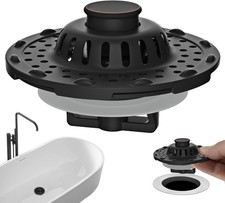 Metal 2 Pack Bathtub Drain Stopper with Hair Catcher, 3 in 1 Pop-up Bathtub