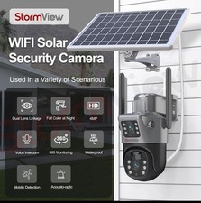 A solar-powered, dual-lens WiFi security camera with 360  PTZ coverage
