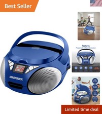 Versatile Portable CD Boombox with Stereo Speakers, AM/FM  AUX Input in Blue