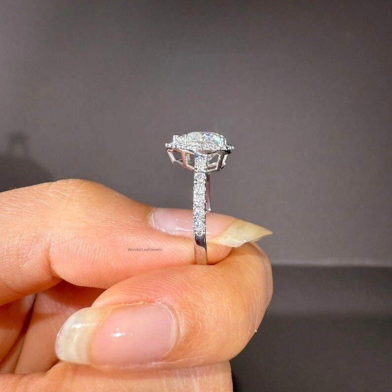 3.40 Ct Heart-Cut G/VS1 Lab Grown Diamond Halo Engagement Ring 14k White Gold - Image 4 of 4