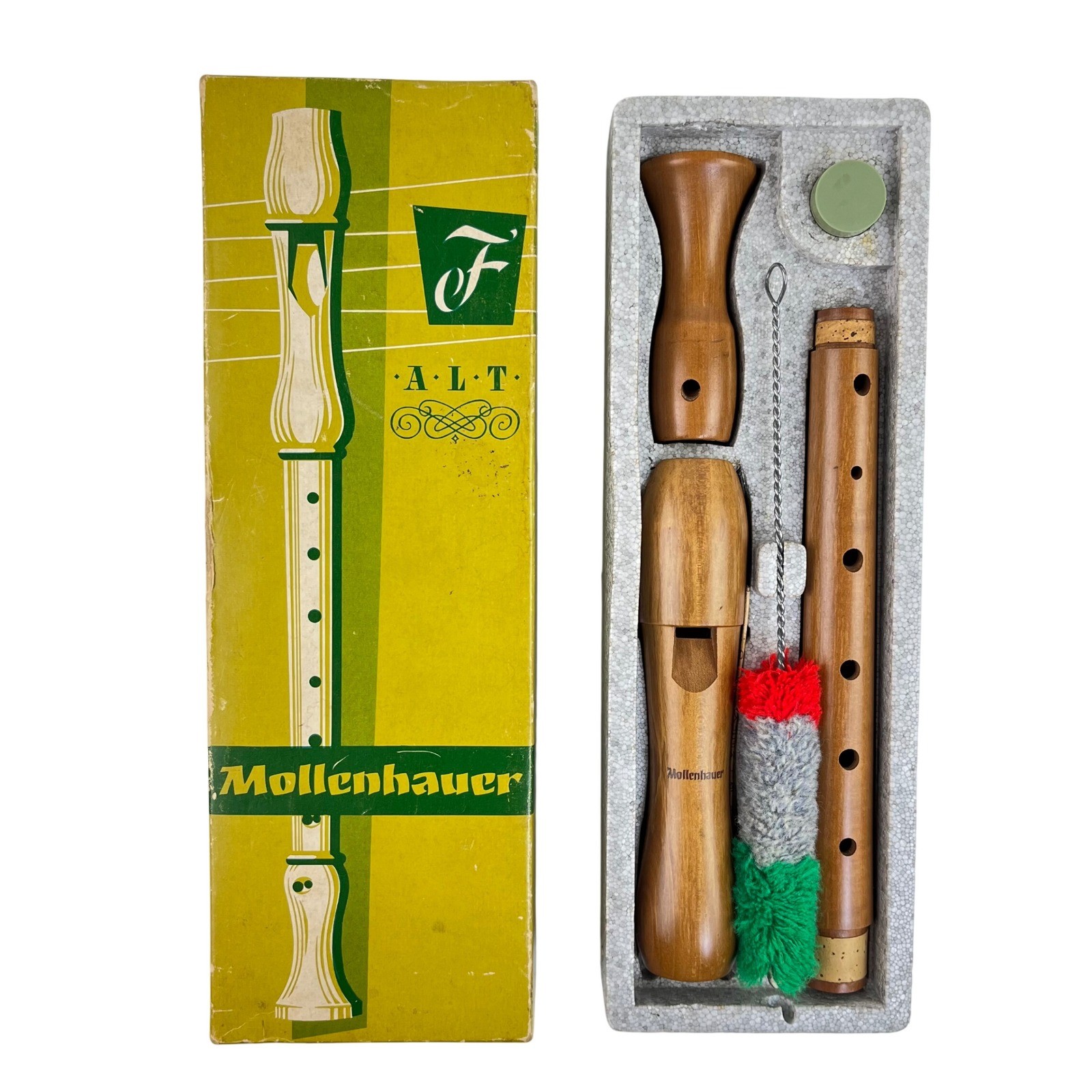 Mollenhauer Vintage 50s Wooden Alto Recorder Germany Pearwood in Box Mid Century