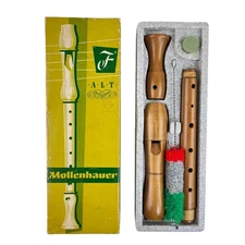 Mollenhauer Vintage 50s Wooden Alto Recorder Germany Pearwood in Box Mid Century