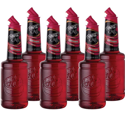 Finest Call Grenadine Syrup Drink Mix, 1 Liter Bottle (33.8 Fl Oz), Pack of 6