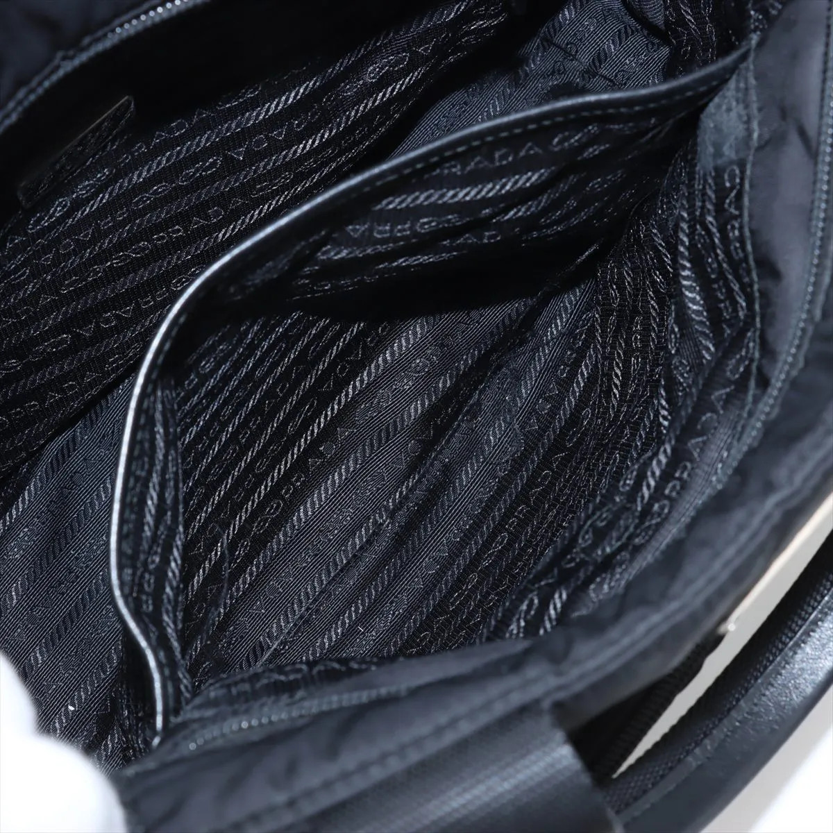 Prada Tessuto nylon x leather 2 Way Handbag Black 1BG360 thumbnail 10