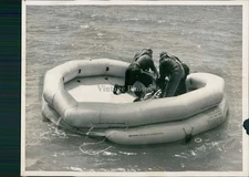 1956 Raft Water Wet Station Huge Flotation Device Men 6X8 Historic Vintage Photo