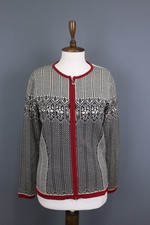 DALE OF NORWAY Multi 100 Wool Fair Isle Knit Crew Neck Full Zip Sweater Size L