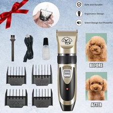 Dog Cat Pet Grooming Kit Rechargeable Cordless Electric Hair Clipper Trimmer Set