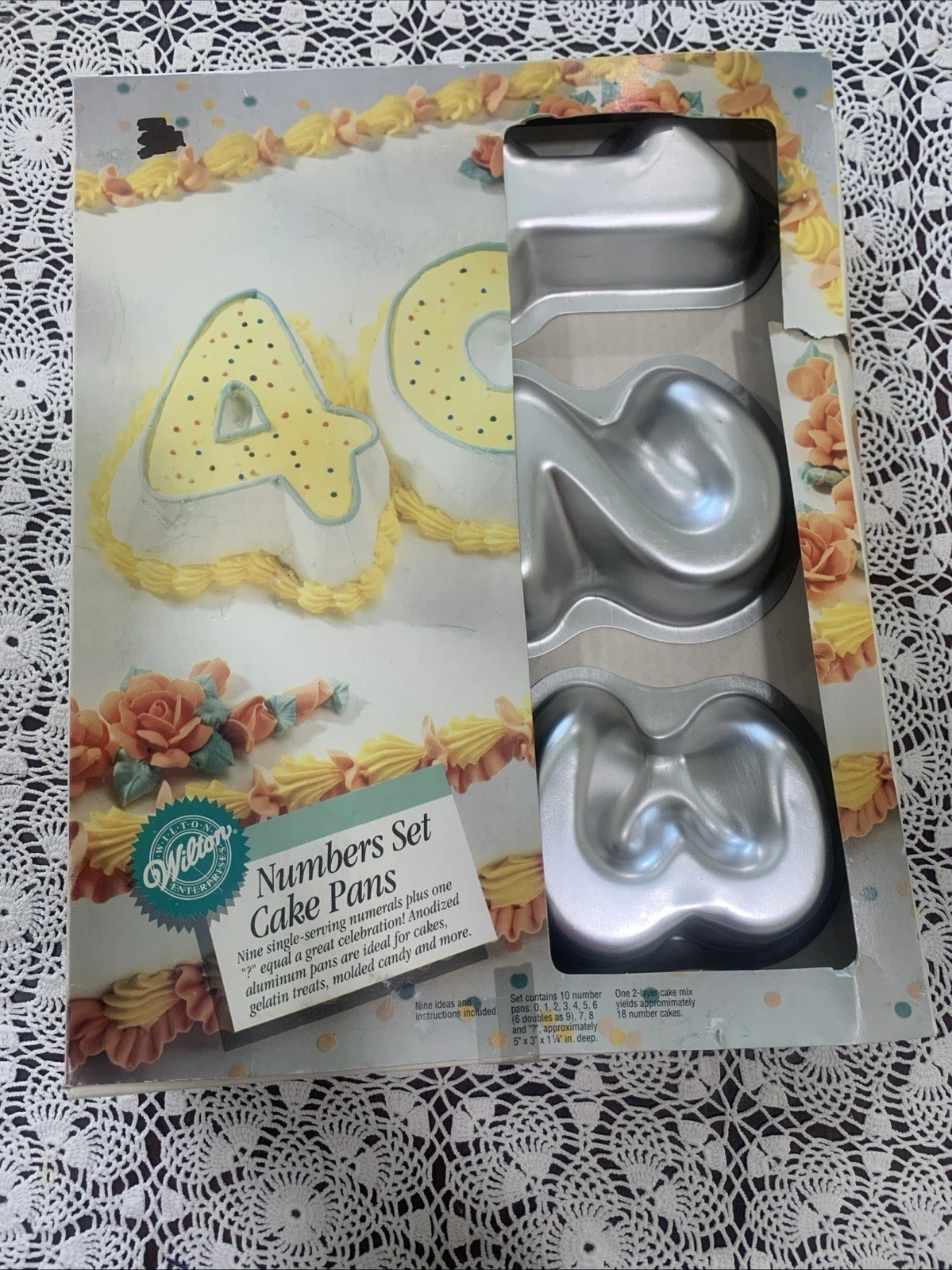 Vtg Wilton Numbers Set Cake Pans 1993 Metal Molds w/ Box & Instructions Complete